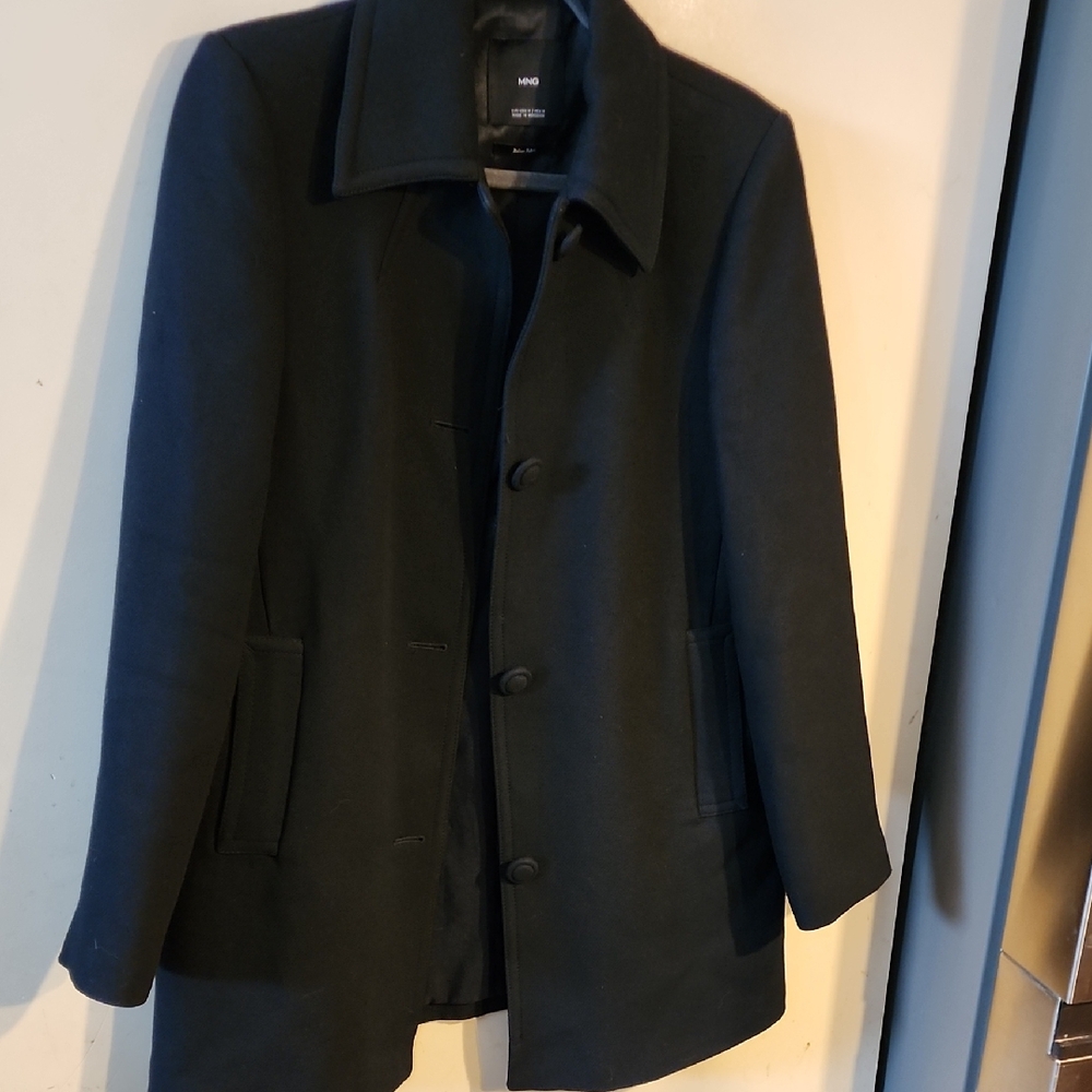 Mango Black Pea Coat